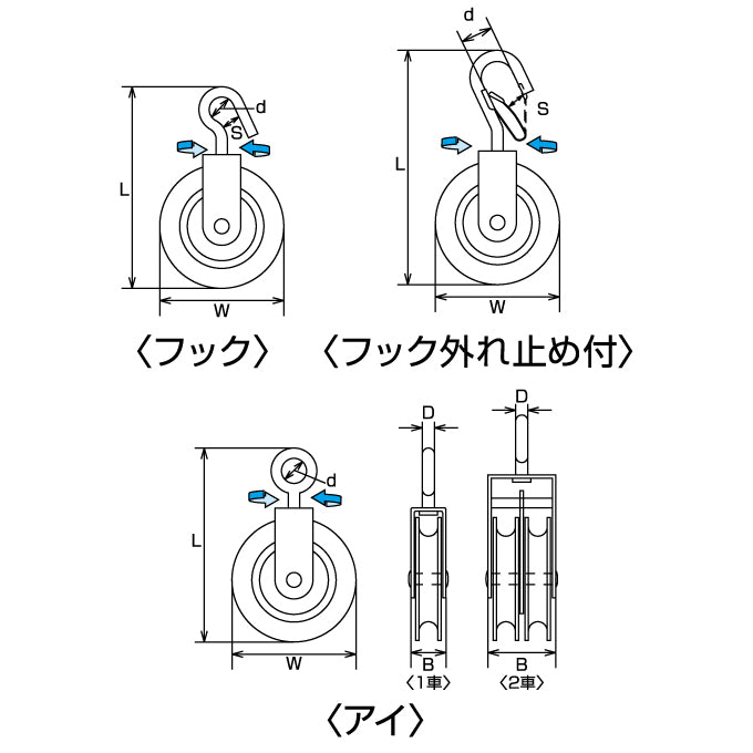 ナイロンプーリー（フック・アイ）